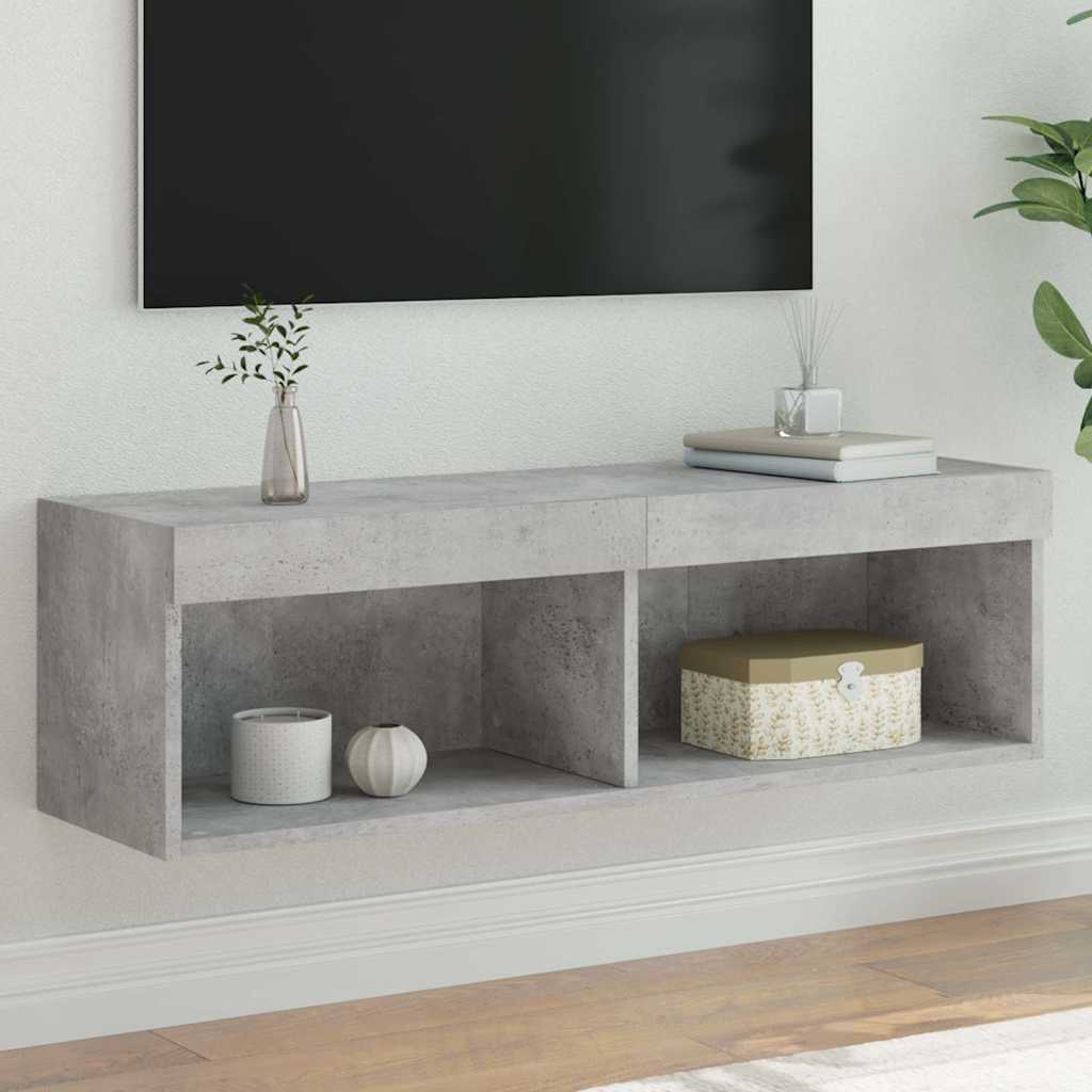 TV ormarić s LED svjetlima siva boja betona 100x30x30 cm