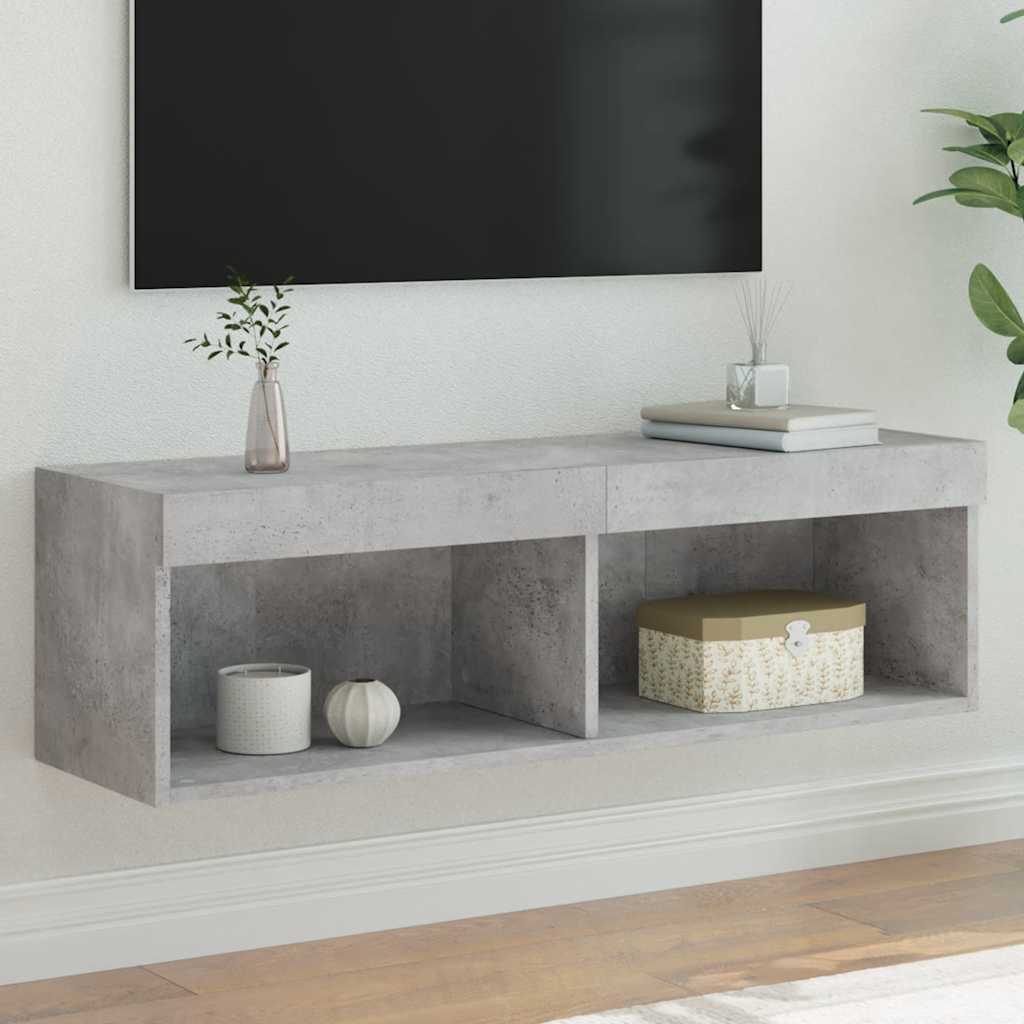 TV ormarić s LED svjetlima siva boja betona 100x30x30 cm
