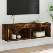 TV ormarić s LED svjetlima boja dimljenog hrasta 100x30x30 cm