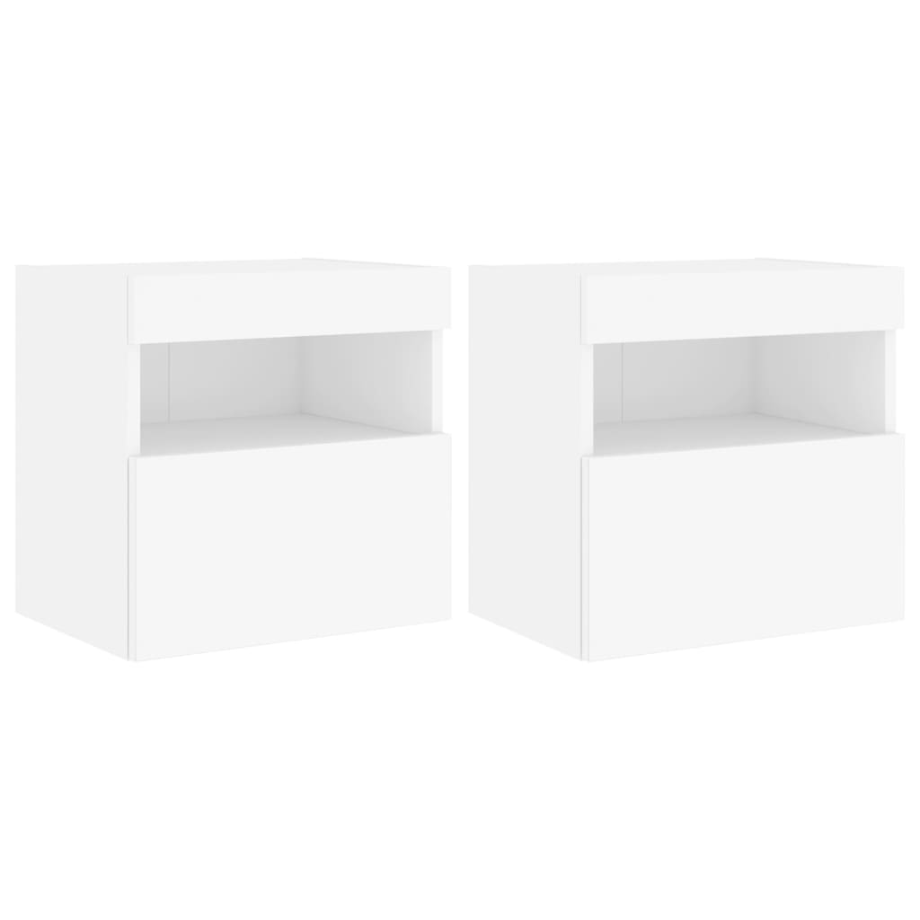 Zidni TV ormarići s LED svjetlima 2 kom bijeli 40x30x40 cm