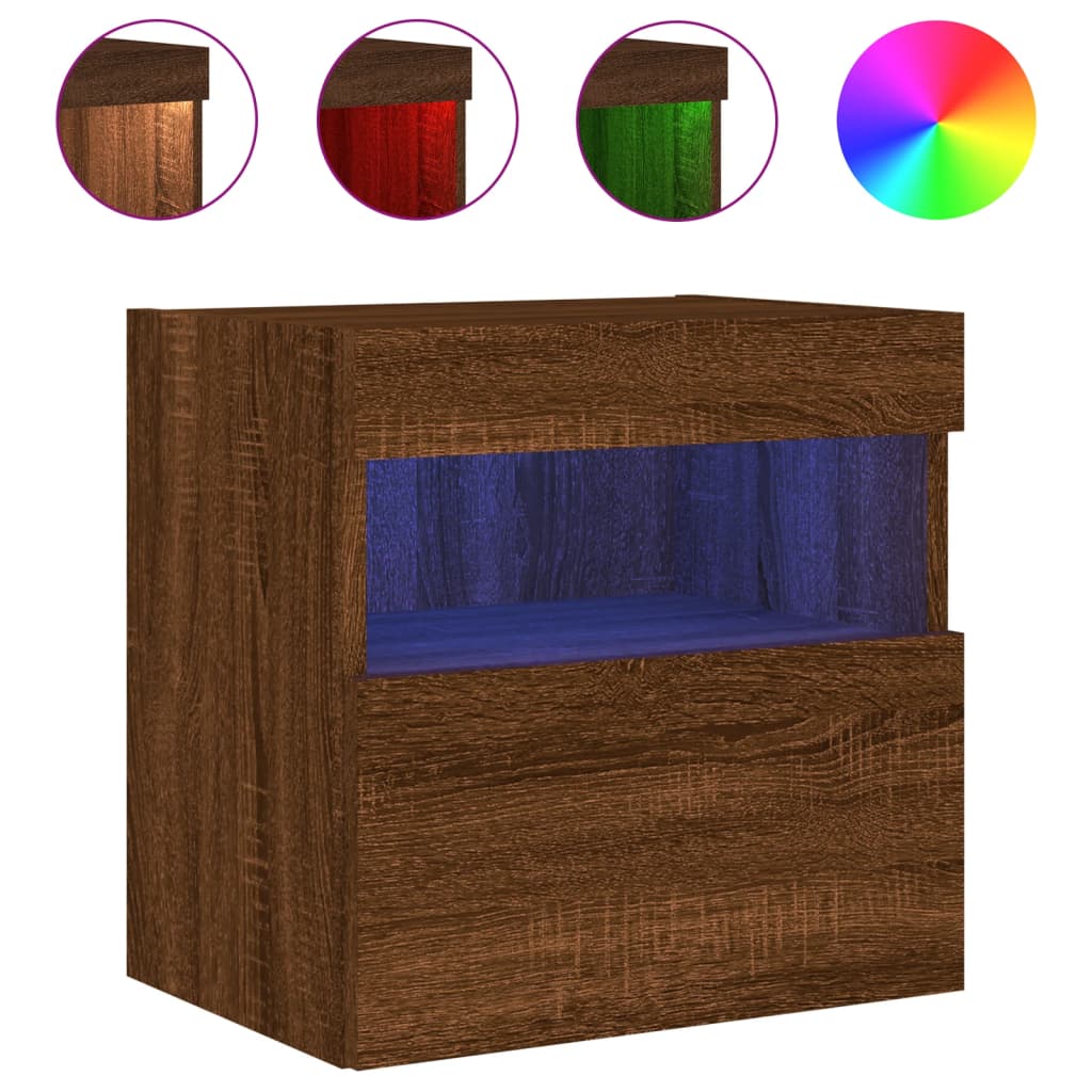 Zidni TV ormarić s LED svjetlima boja hrasta 40x30x40 cm
