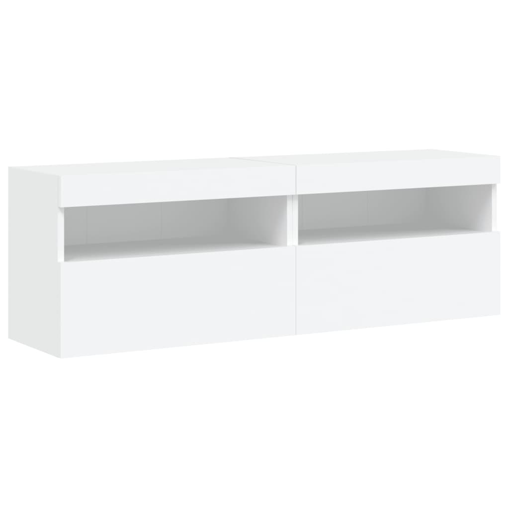 Zidni TV ormarići s LED svjetlima 2 kom bijeli 60x30x40 cm