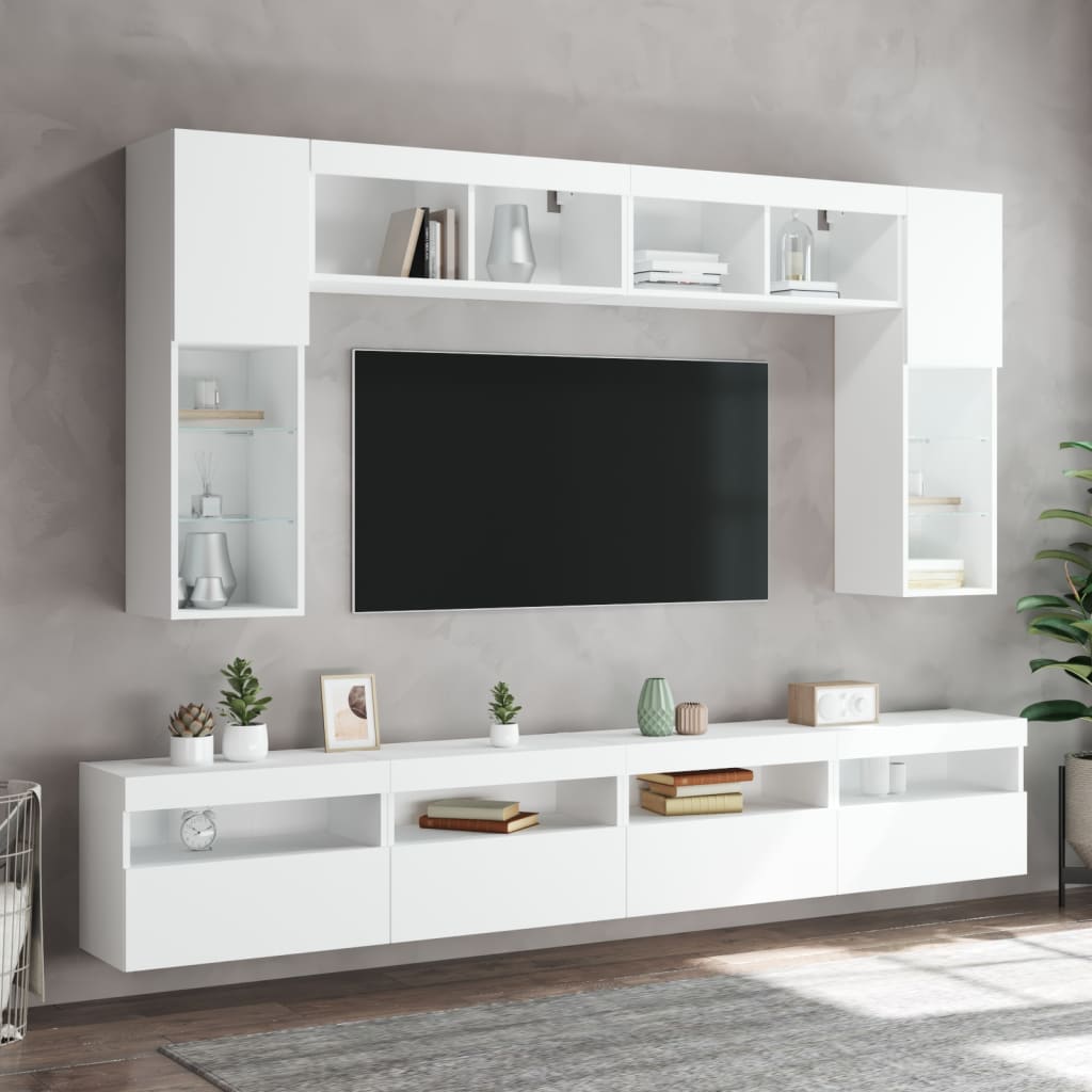 Zidni TV ormarići s LED svjetlima 2 kom bijeli 60x30x40 cm