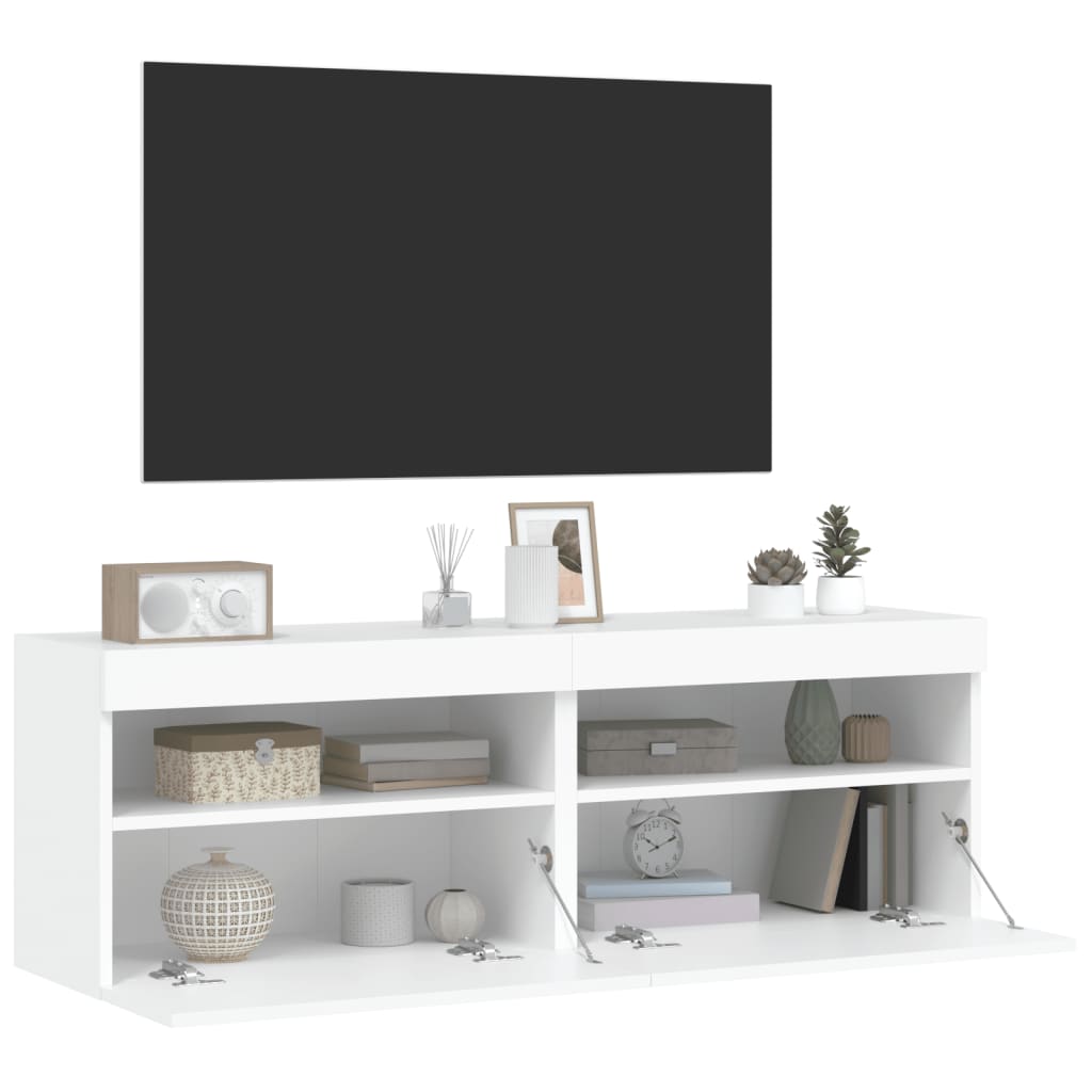 Zidni TV ormarići s LED svjetlima 2 kom bijeli 60x30x40 cm