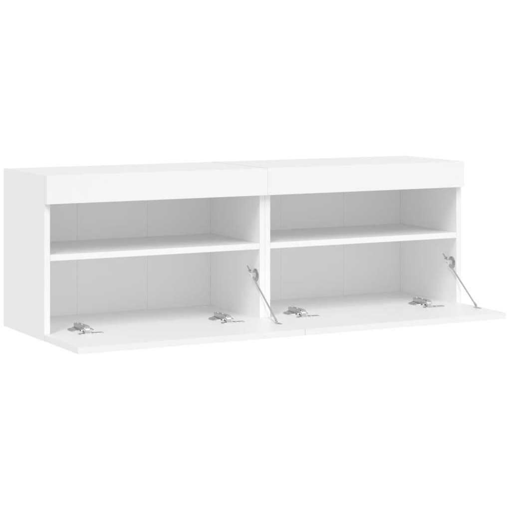 Zidni TV ormarići s LED svjetlima 2 kom bijeli 60x30x40 cm