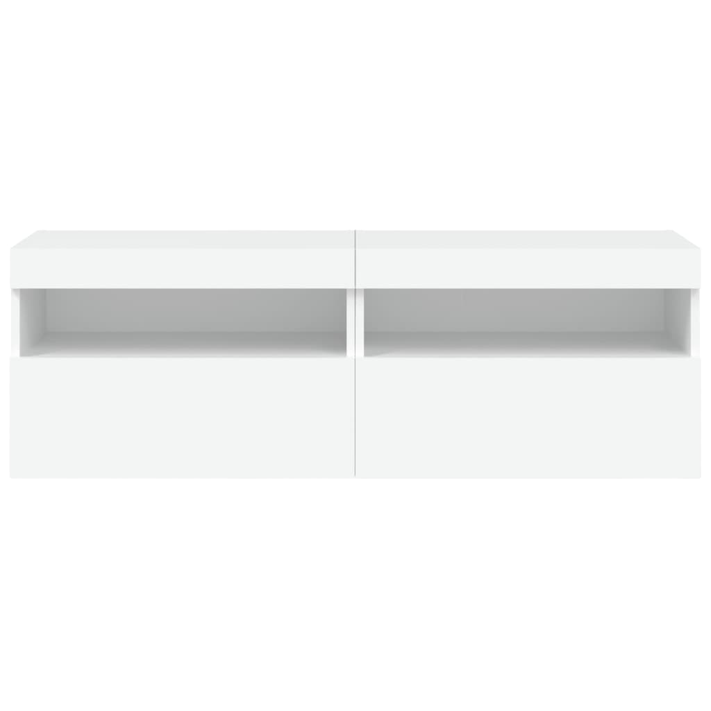 Zidni TV ormarići s LED svjetlima 2 kom bijeli 60x30x40 cm