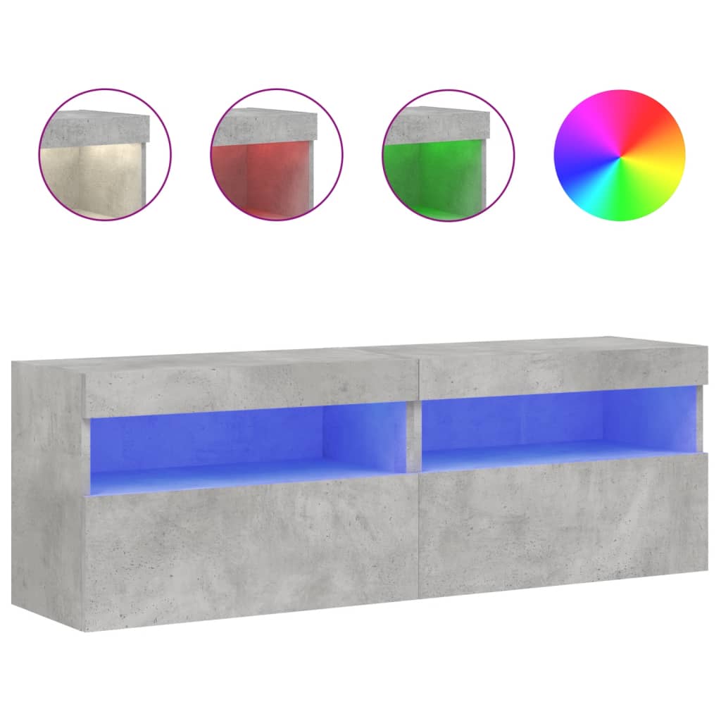 Zidni TV ormarići LED 2 kom boja betona 60x30x40 cm