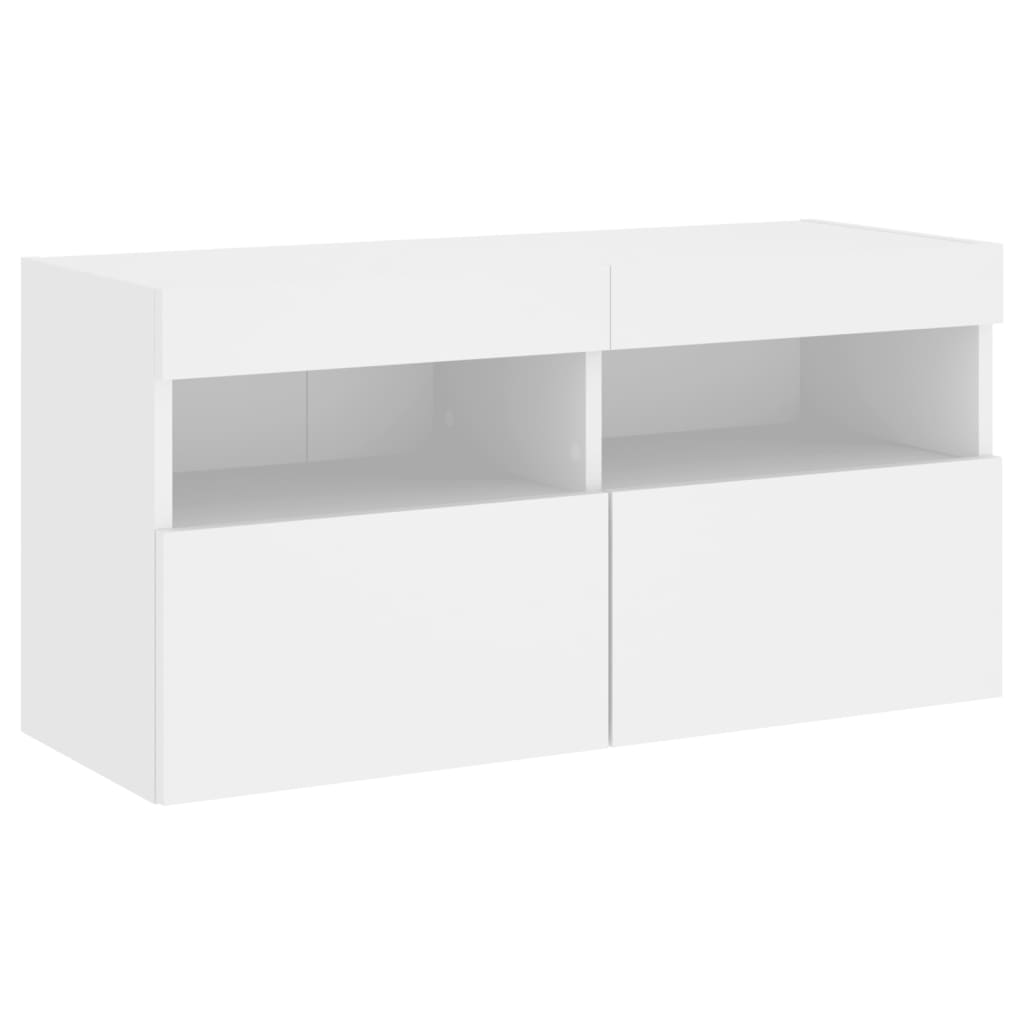 Zidni TV ormarić s LED svjetlima bijeli 80x30x40 cm