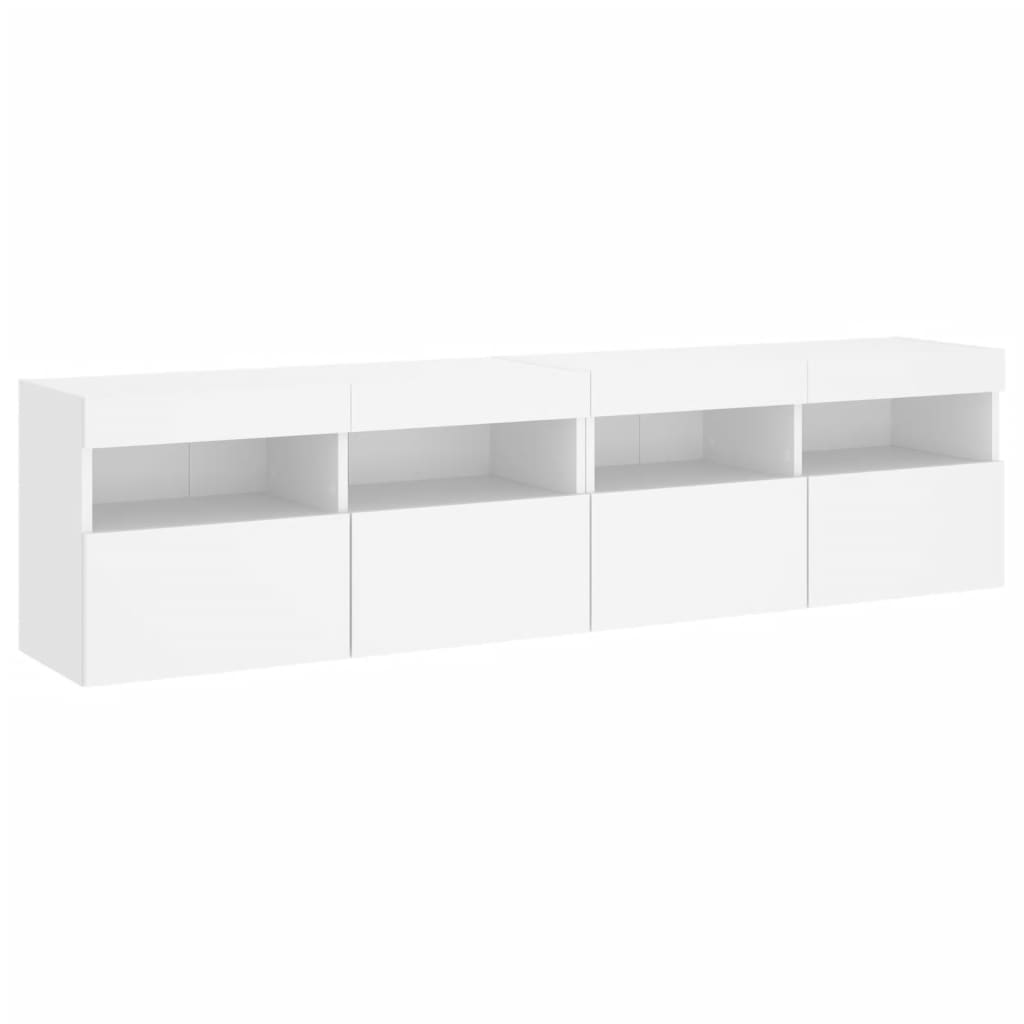Zidni TV ormarići s LED svjetlima 2 kom bijeli 80 x 30 x 40 cm