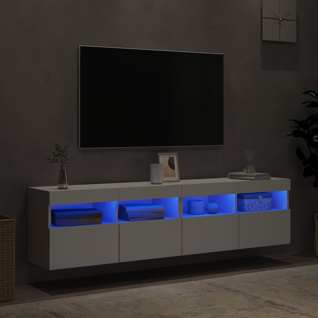 Zidni TV ormarići s LED svjetlima 2 kom bijeli 80 x 30 x 40 cm