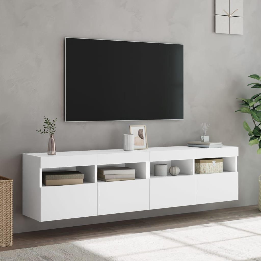 Zidni TV ormarići s LED svjetlima 2 kom bijeli 80 x 30 x 40 cm