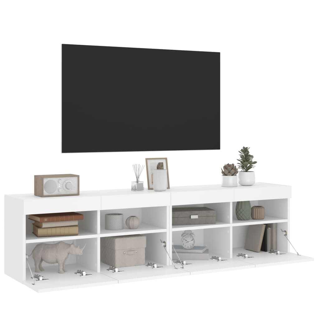 Zidni TV ormarići s LED svjetlima 2 kom bijeli 80 x 30 x 40 cm