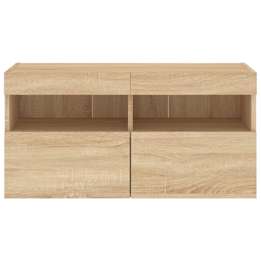 Zidni TV ormarić s LED svjetlima boja hrasta 80x30x40 cm