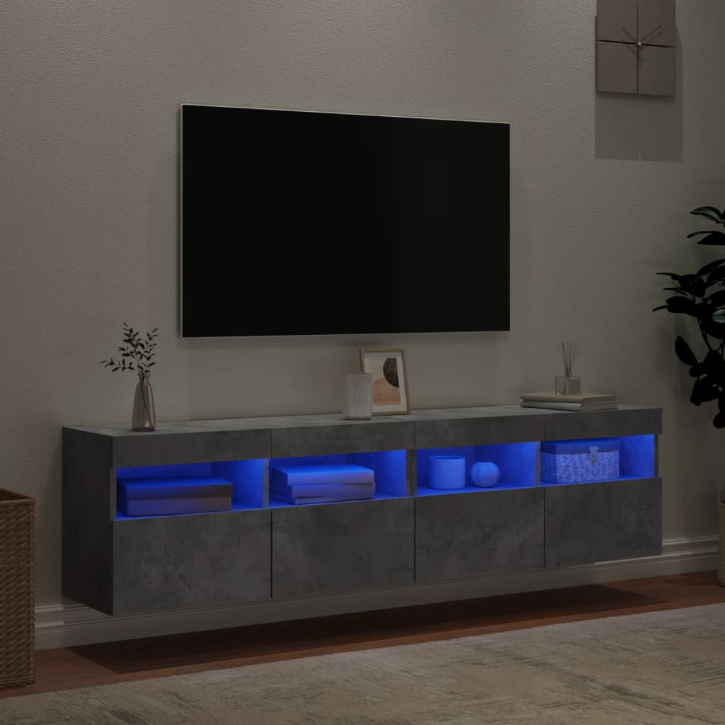 Zidni TV ormarići LED 2 kom boja betona 80x30x40 cm