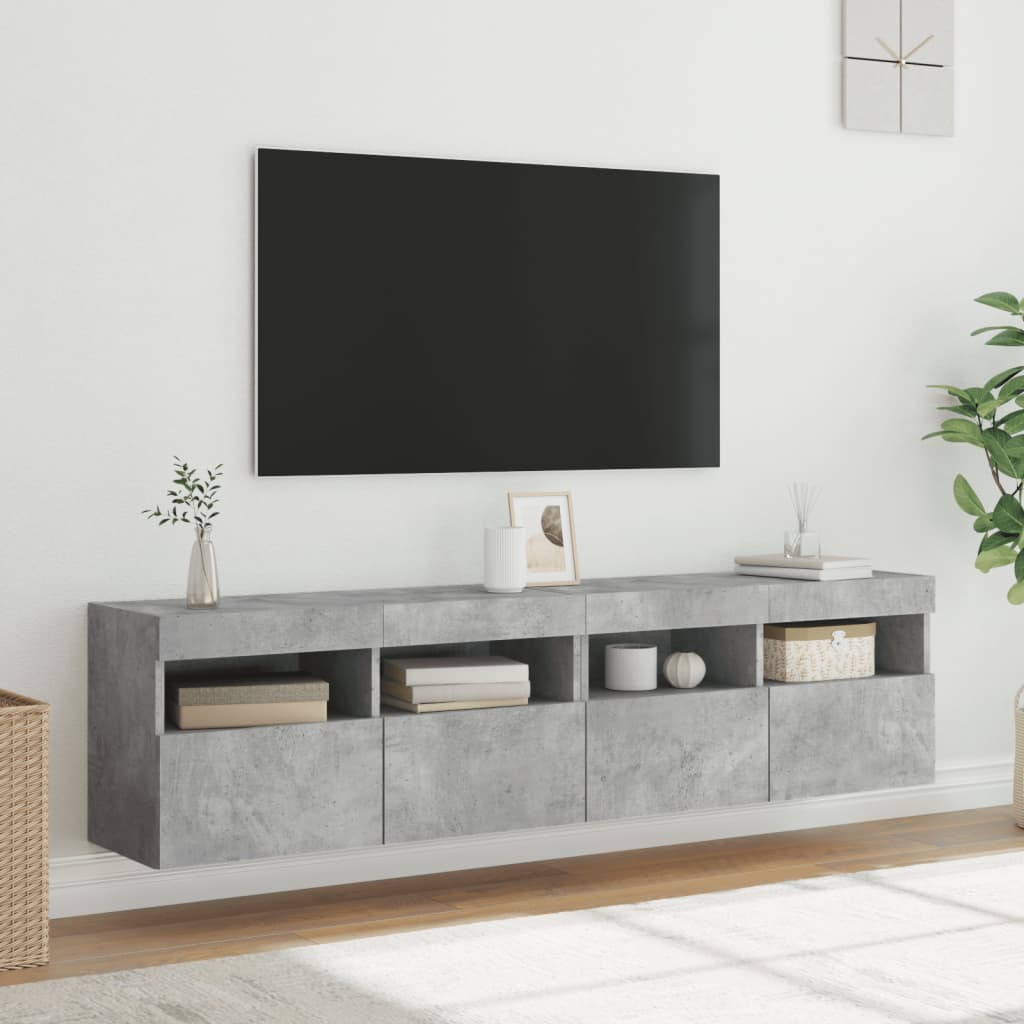 Zidni TV ormarići LED 2 kom boja betona 80x30x40 cm