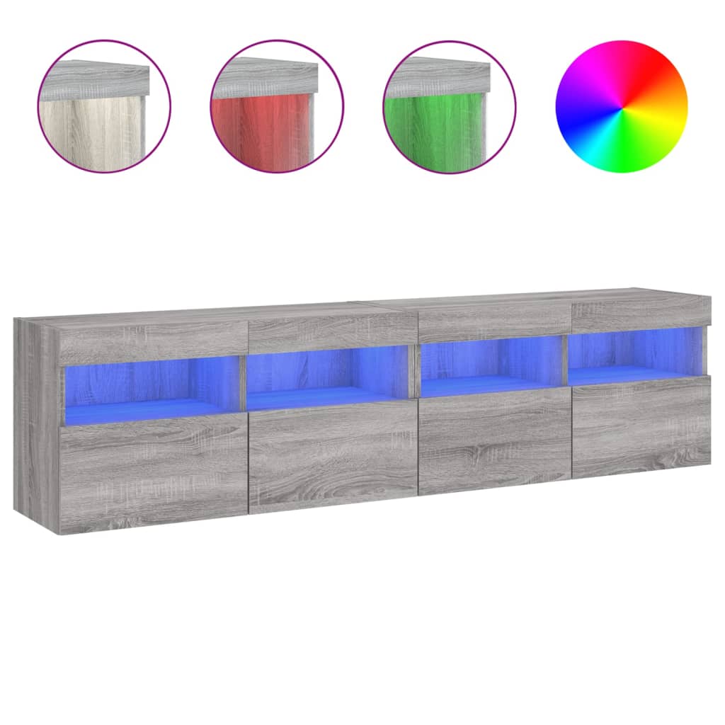 Zidni TV ormarići LED 2 kom siva boja hrasta 80x30x40 cm