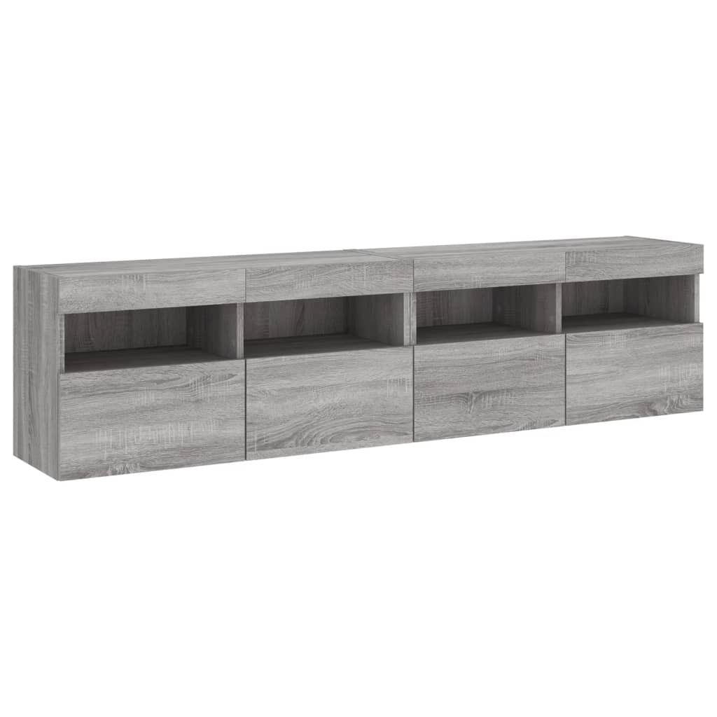 Zidni TV ormarići LED 2 kom siva boja hrasta 80x30x40 cm