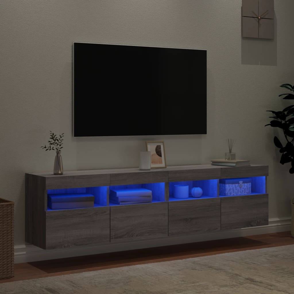 Zidni TV ormarići LED 2 kom siva boja hrasta 80x30x40 cm