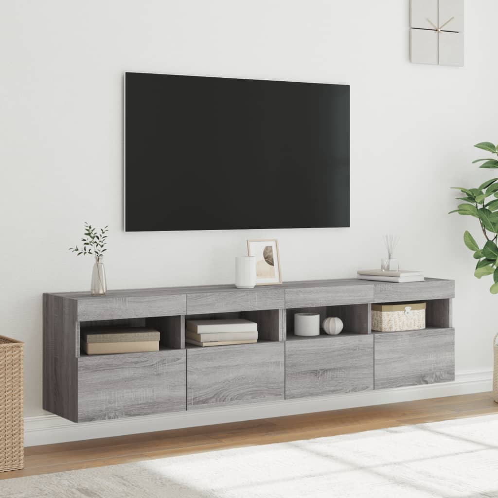 Zidni TV ormarići LED 2 kom siva boja hrasta 80x30x40 cm