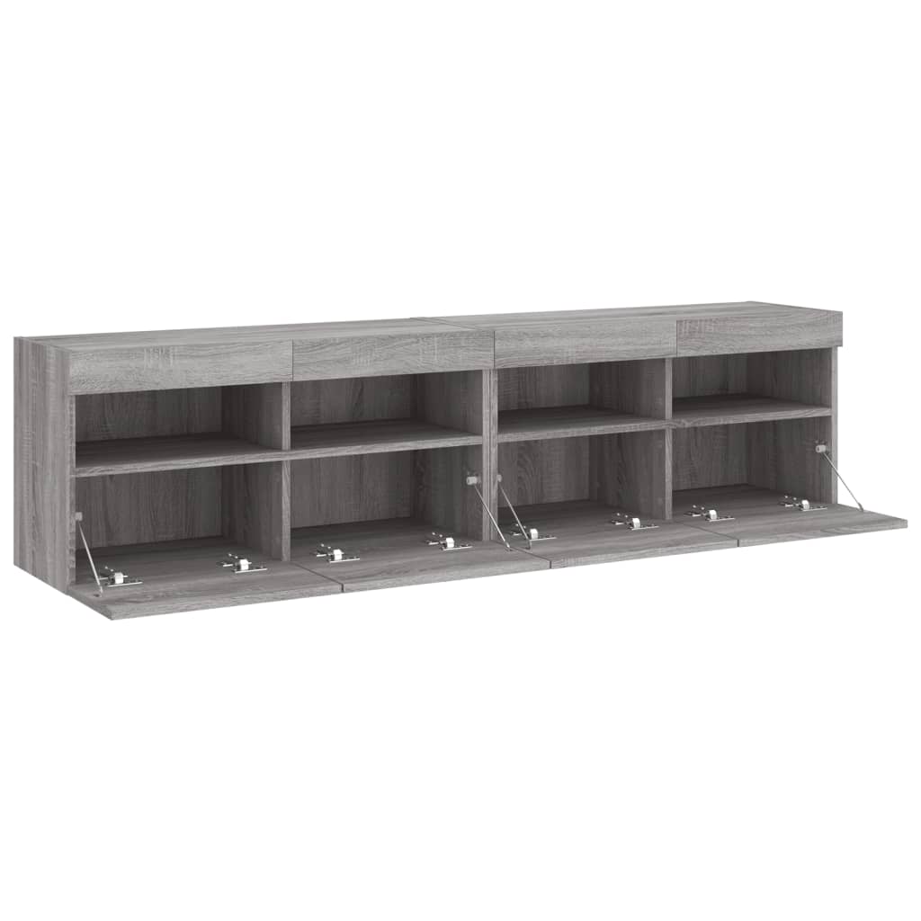 Zidni TV ormarići LED 2 kom siva boja hrasta 80x30x40 cm