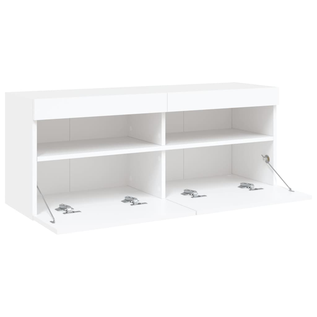 Zidni TV ormarić s LED svjetlima bijeli 100x30x40 cm