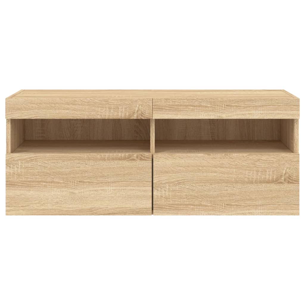 Zidni TV ormarić s LED svjetlima boja hrasta 100x30x40 cm