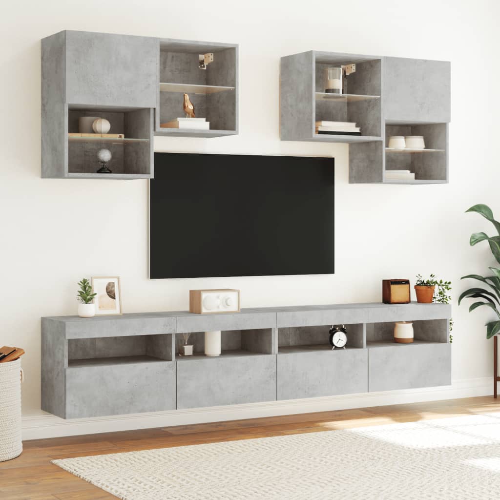 TV ormarić s LED svjetlima siva boja betona 100x30x40 cm