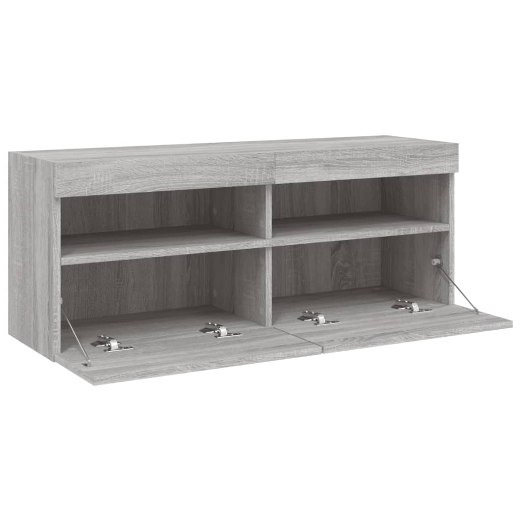 Zidni TV ormarić s LED svjetlima boja hrasta 100x30x40 cm