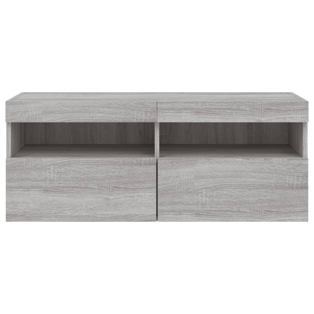 Zidni TV ormarić s LED svjetlima boja hrasta 100x30x40 cm
