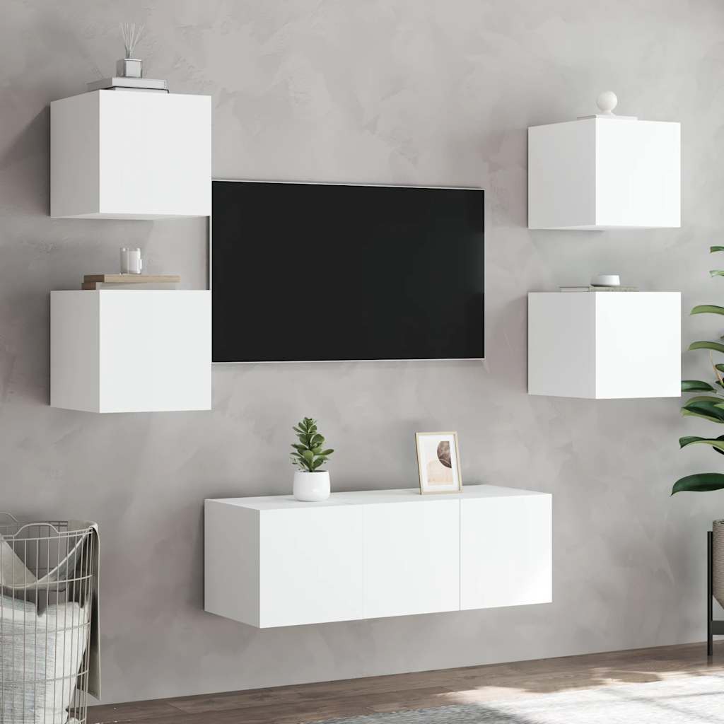 Zidni TV ormarić s LED svjetlima bijeli 30,5 x 35 x 30 cm