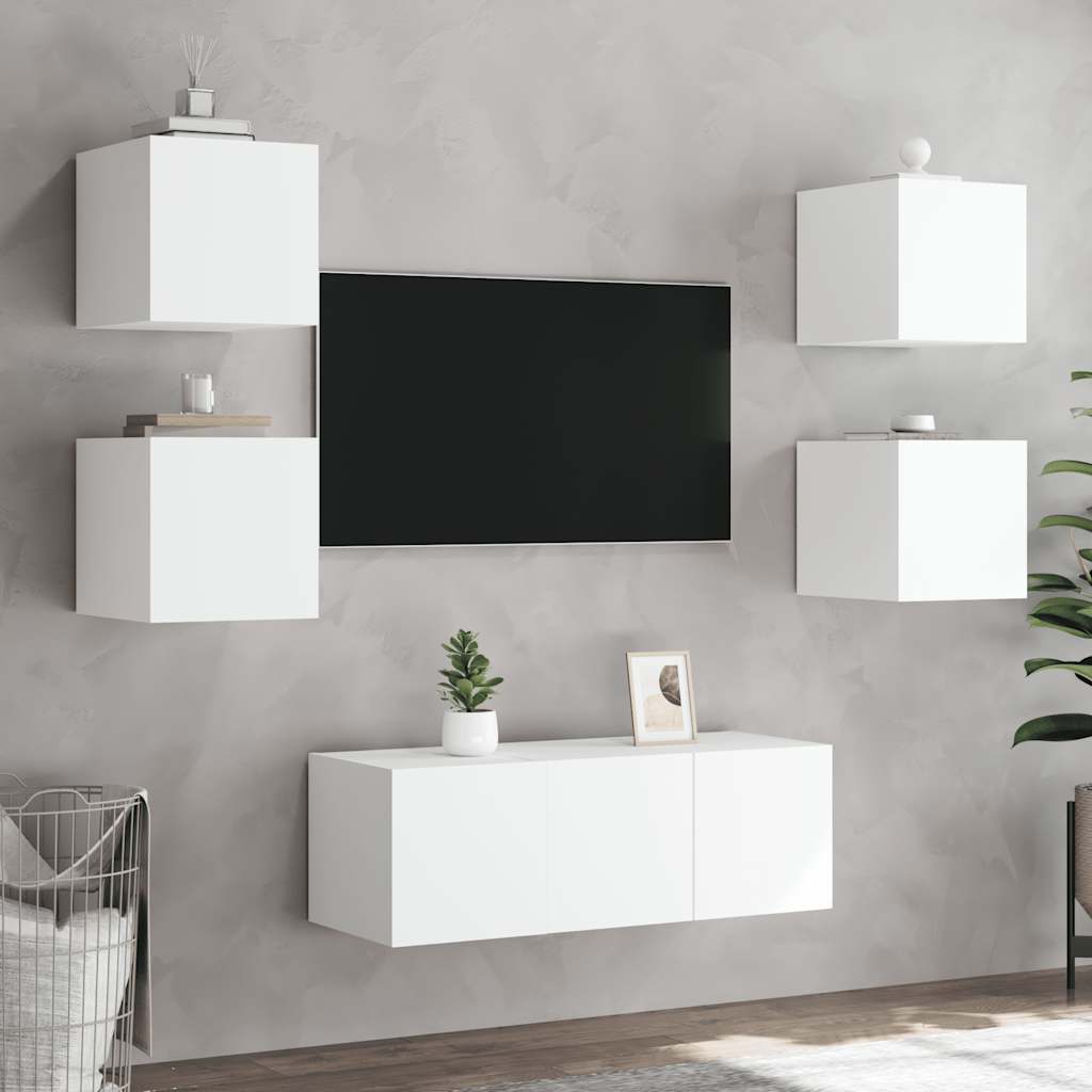 Zidni TV ormarići s LED svjetlima 2 kom bijeli 30,5x35x30 cm