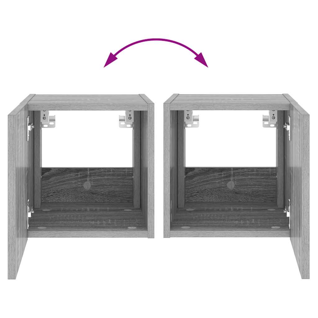 Zidni TV ormarić s LED svjetlima boja hrasta 30,5 x 35 x 30 cm