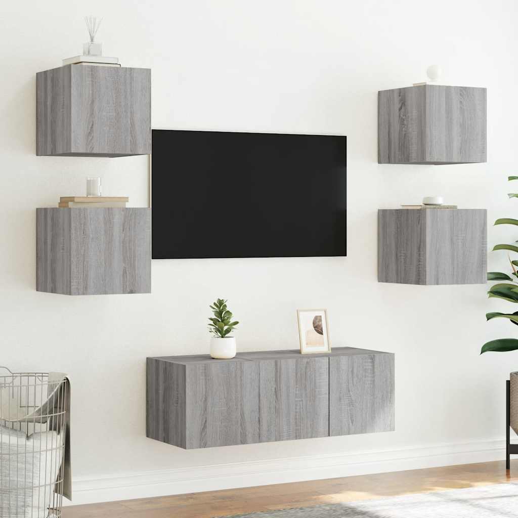 Zidni TV ormarić s LED svjetlima boja hrasta 30,5 x 35 x 30 cm