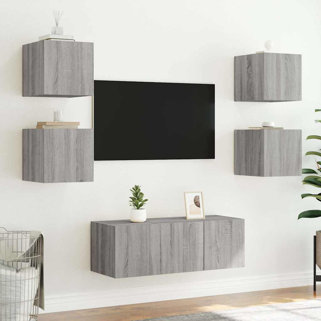 Zidni TV ormarići LED 2 kom siva boja hrasta 30,5 x 35 x 30 cm