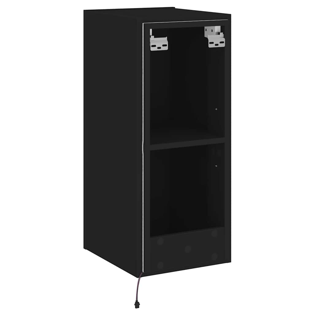 Zidni TV ormarić s LED svjetlima crni 30,5 x 35 x 70 cm