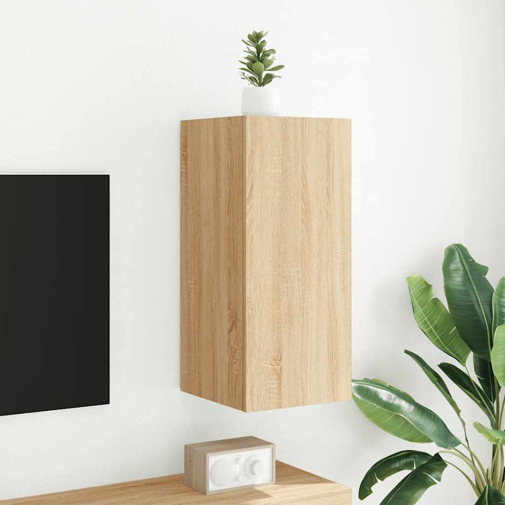 Zidni TV ormarić s LED svjetlima boja hrasta 30,5 x 35 x 70 cm