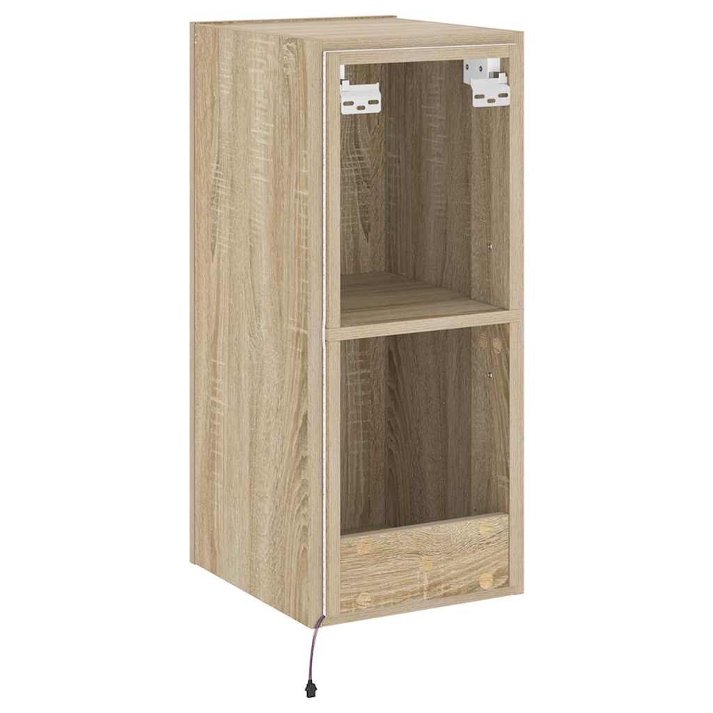 Zidni TV ormarić s LED svjetlima boja hrasta 30,5 x 35 x 70 cm