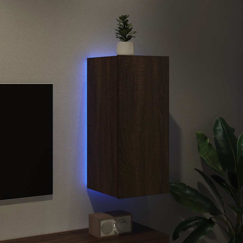 Zidni TV ormarić s LED svjetlima boja hrasta 30,5 x 35 x 70 cm