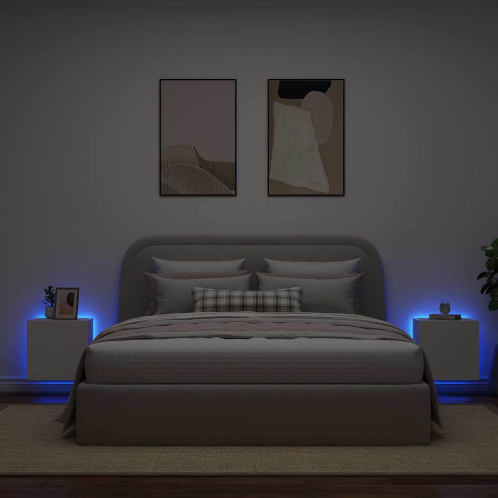 Zidni TV ormarići s LED svjetlima 2 kom bijeli 40,5x35x40 cm