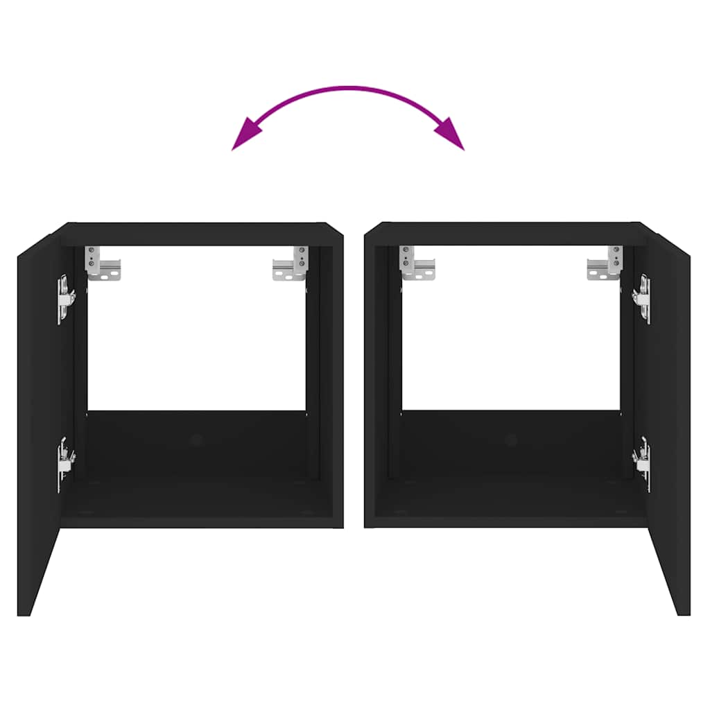 Zidni TV ormarići s LED svjetlima 2 kom crni 40,5 x 35 x 40 cm