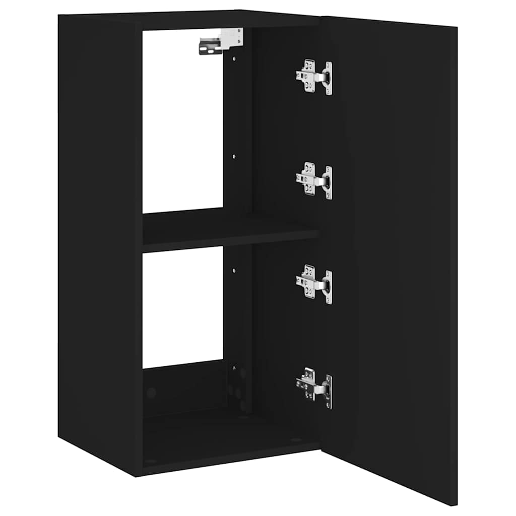 Zidni TV ormarić s LED svjetlima crni 40,5x35x80 cm