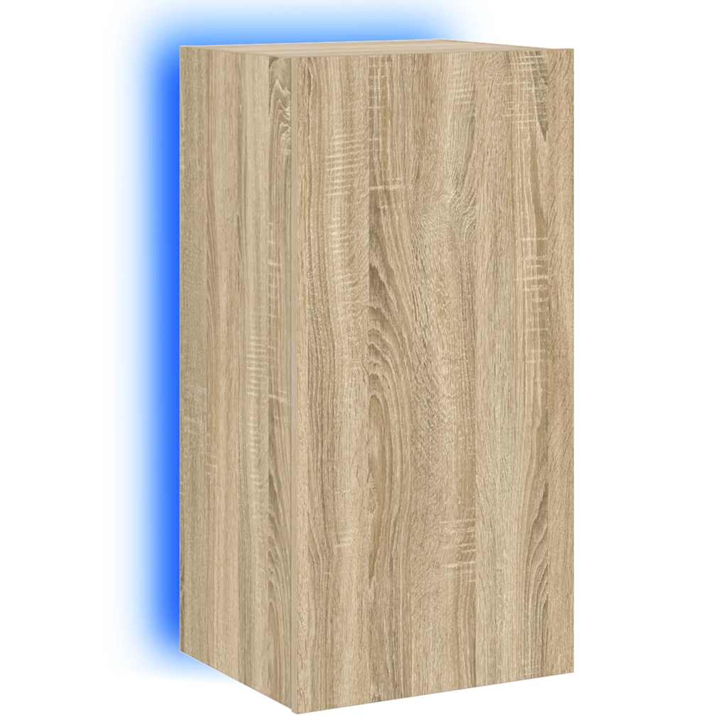 Zidni TV ormarić s LED svjetlima boja hrasta 40,5x35x80 cm