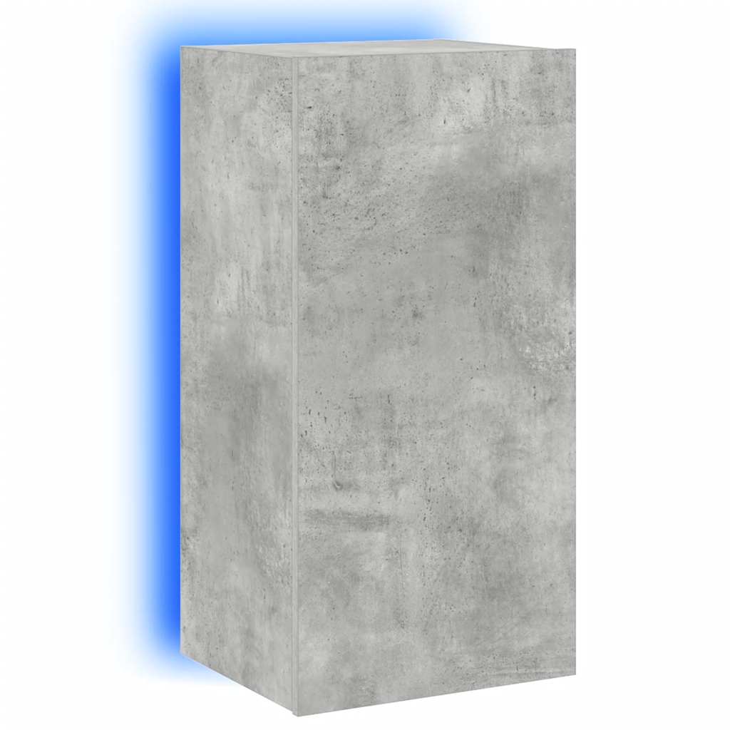 TV ormarić s LED svjetlima siva boja betona 40,5x35x80 cm