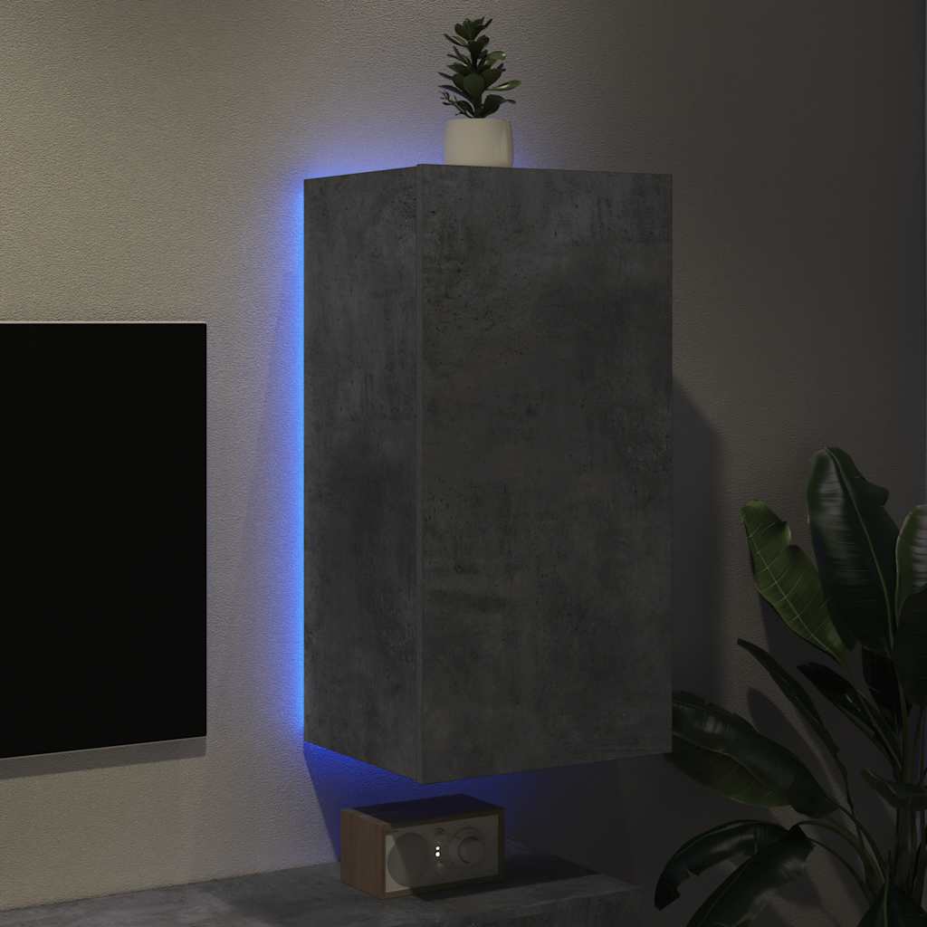 TV ormarić s LED svjetlima siva boja betona 40,5x35x80 cm