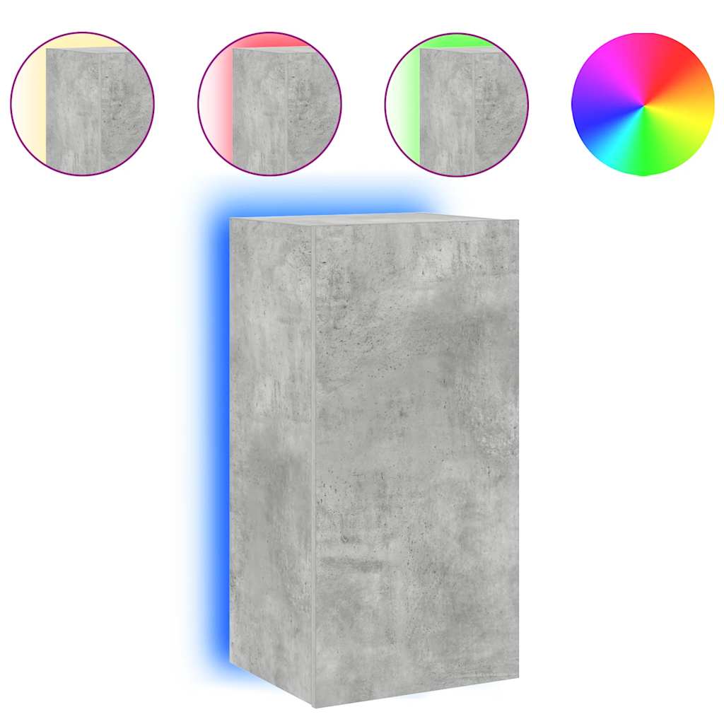TV ormarić s LED svjetlima siva boja betona 40,5x35x80 cm