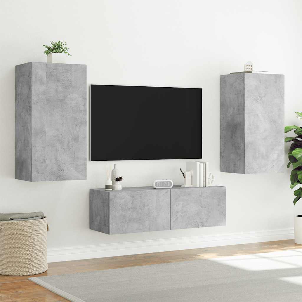 TV ormarić s LED svjetlima siva boja betona 40,5x35x80 cm