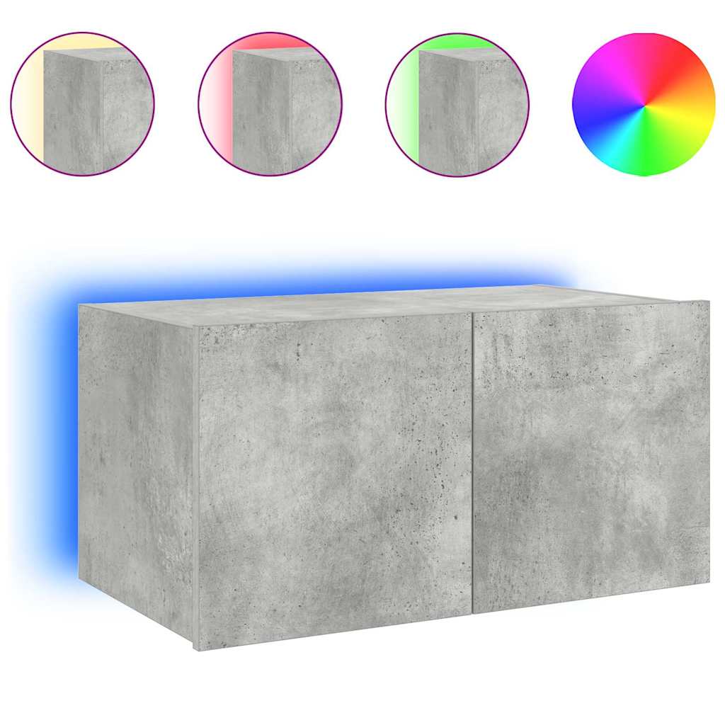 TV ormarić s LED svjetlima siva boja betona 60x35x31 cm
