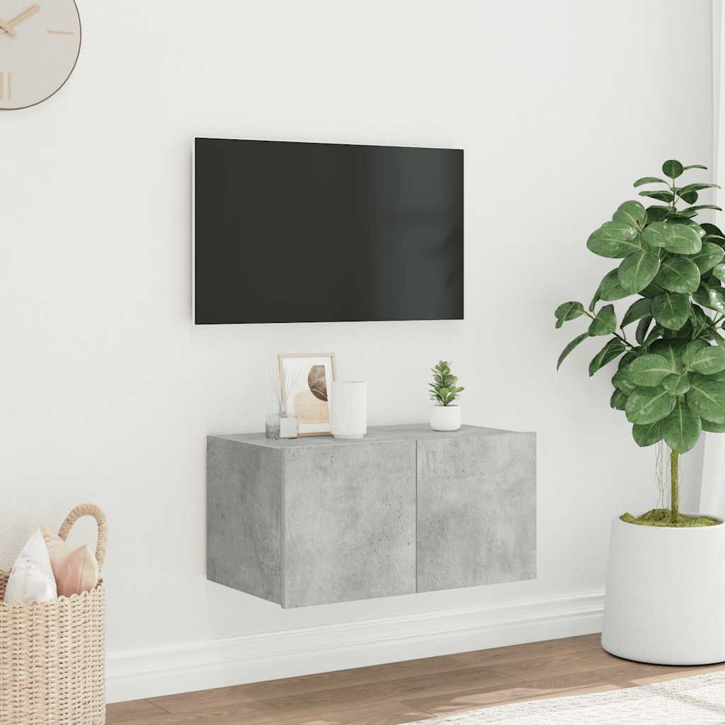 TV ormarić s LED svjetlima siva boja betona 60x35x31 cm