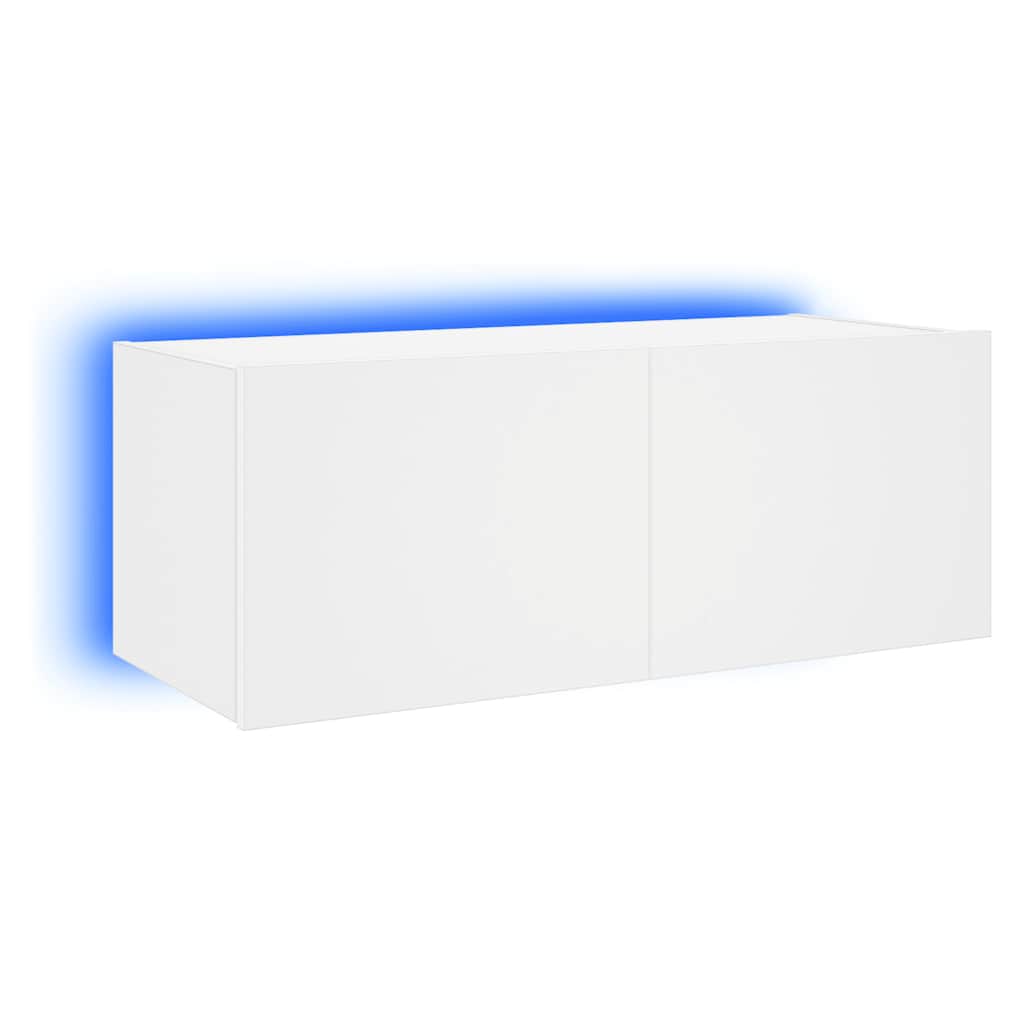 Zidni TV ormarić s LED svjetlima bijeli 80x35x31 cm