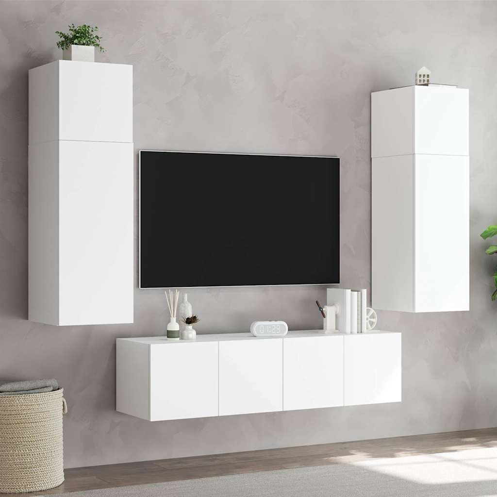 Zidni TV ormarić s LED svjetlima bijeli 80x35x31 cm